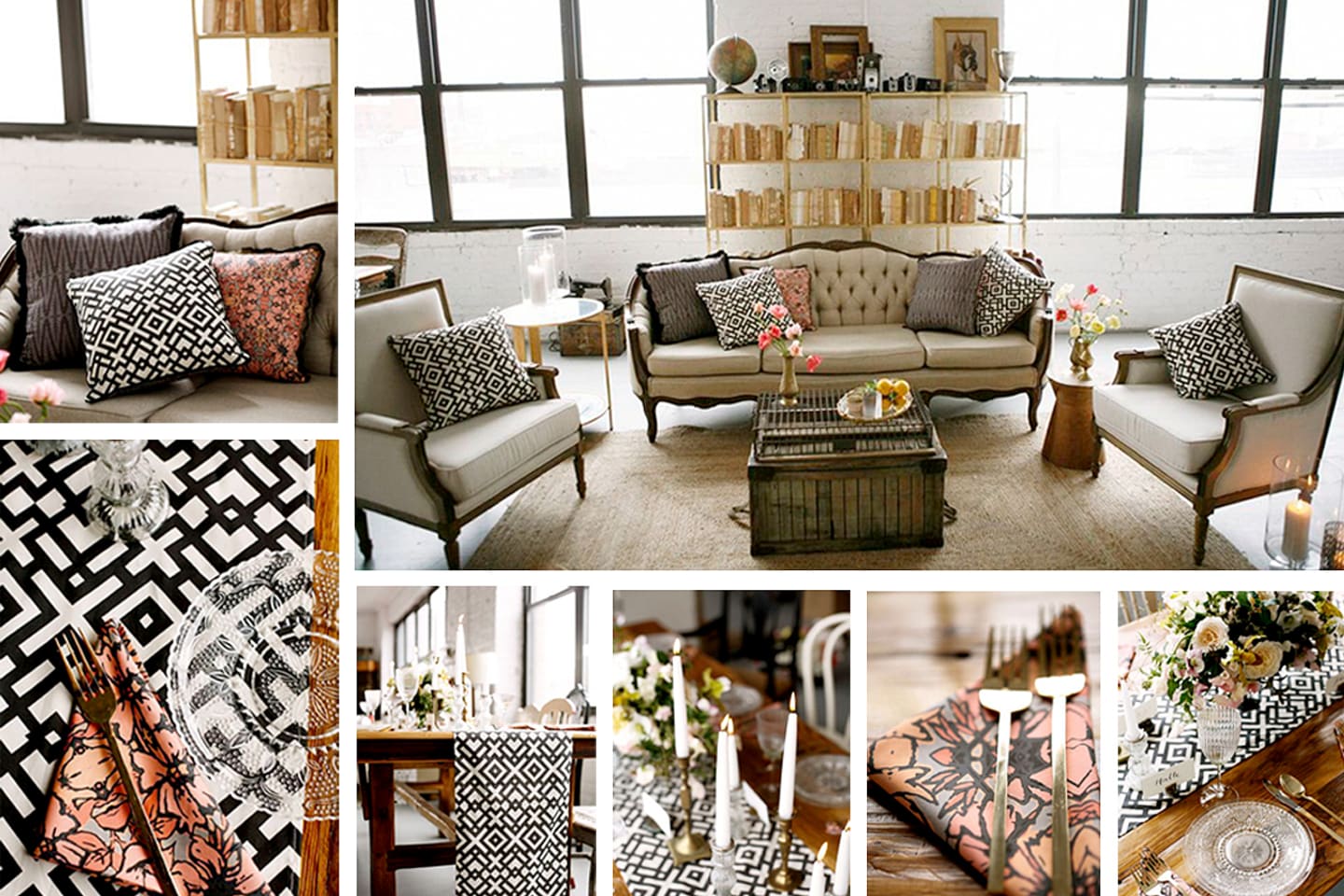 Poppies and Posies baby shower decor featuring living room baby shower