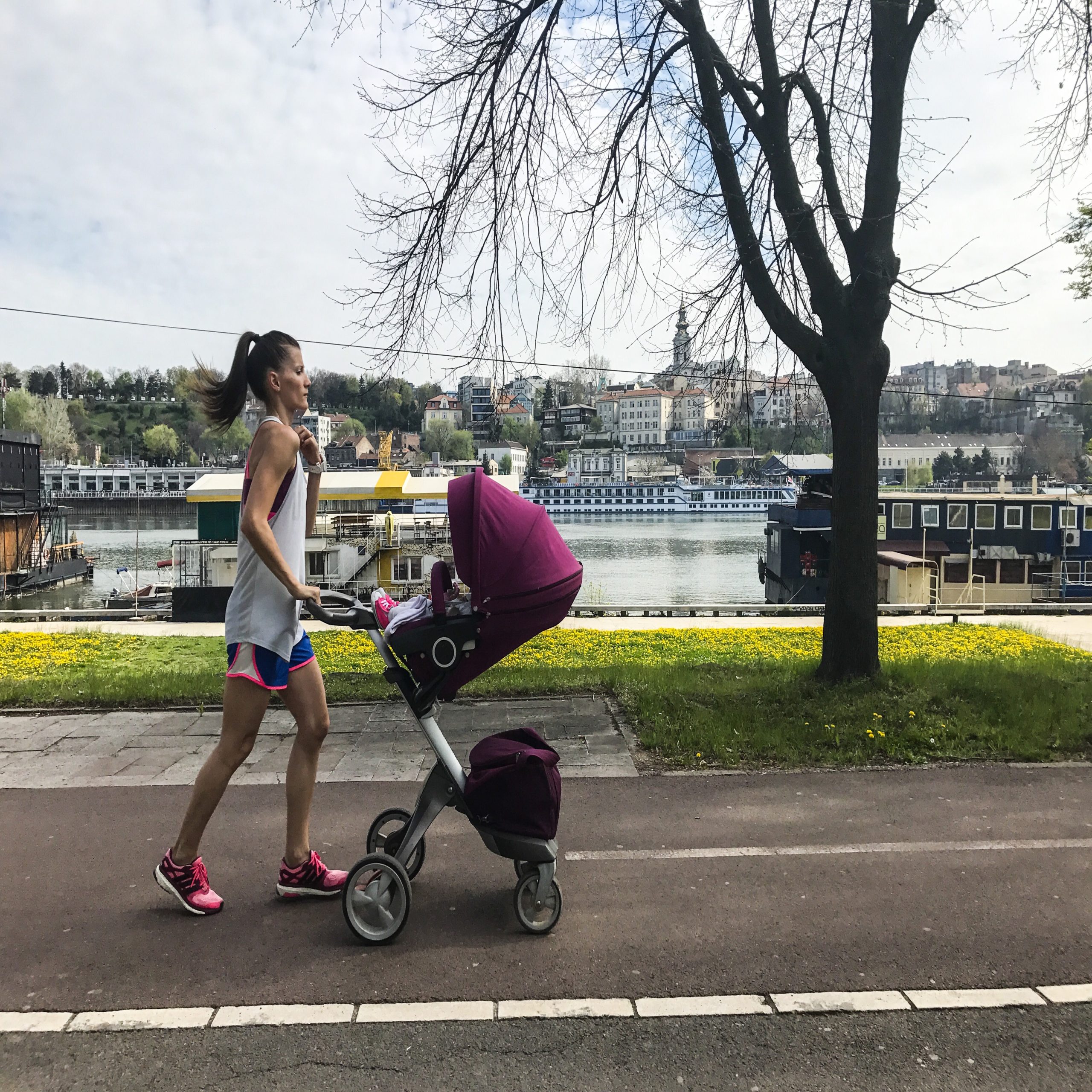 mom running with stroller