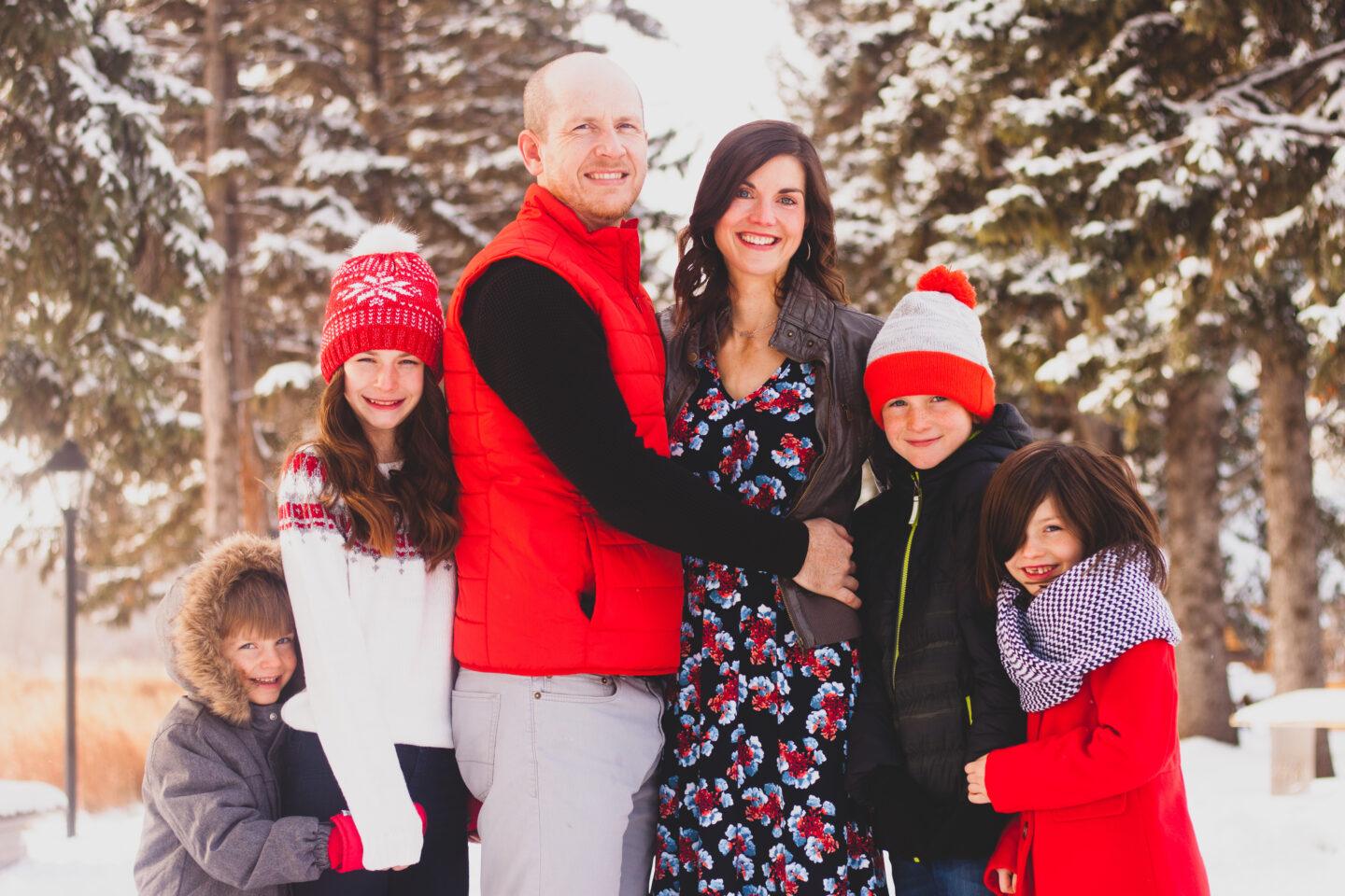 family posing for Christmas card photo