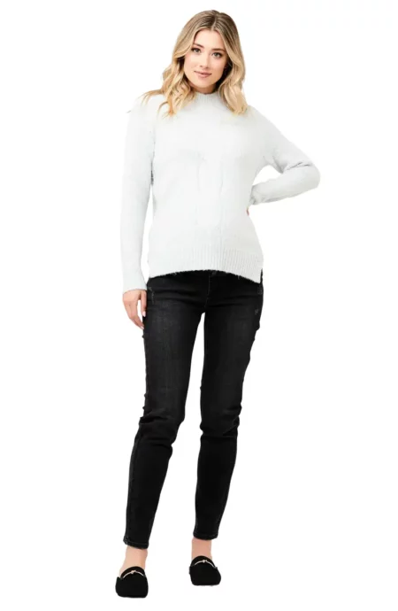 RIpe Maternity Cable Knit Mock Neck Sweater