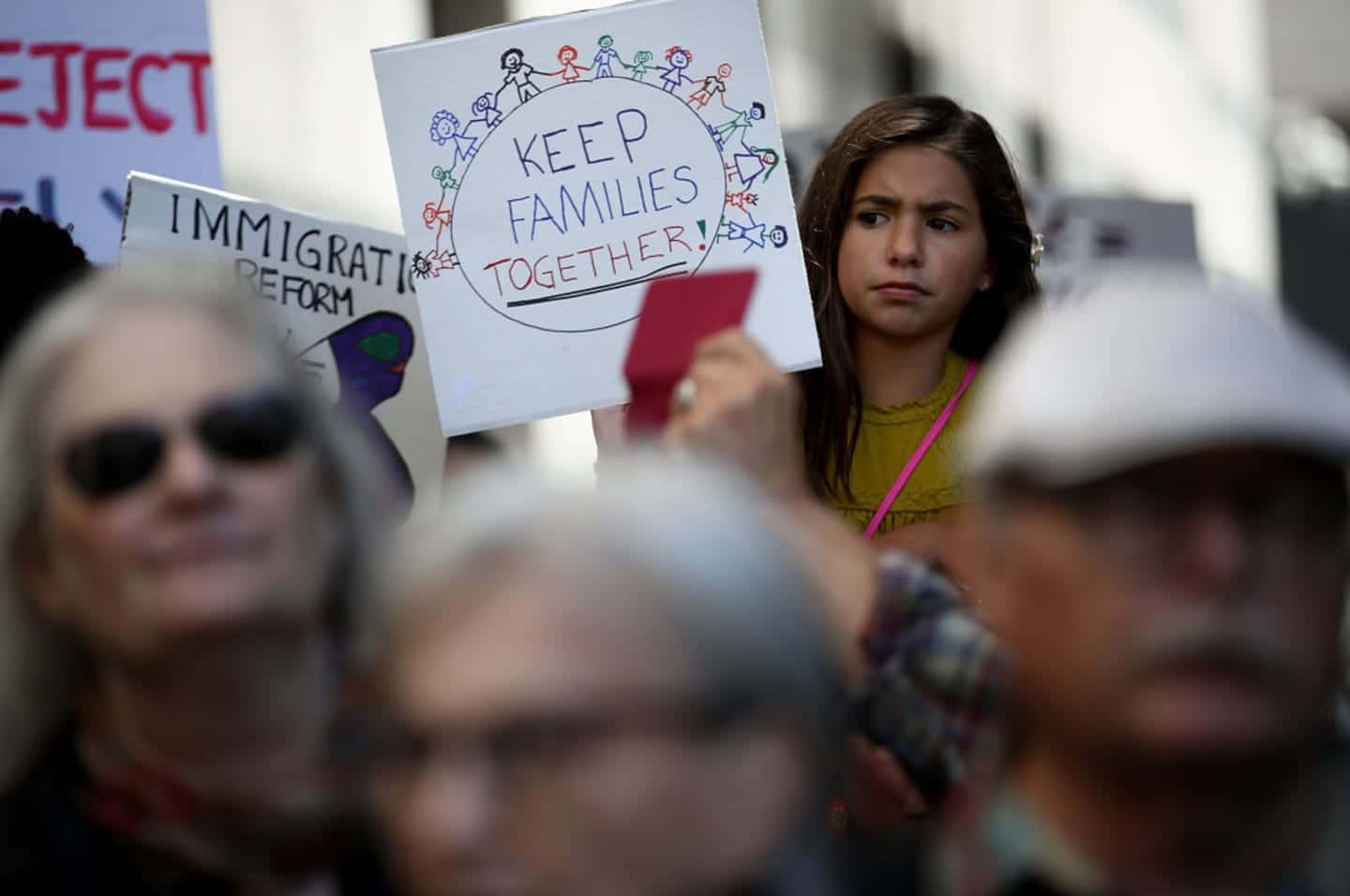 girl with a placard