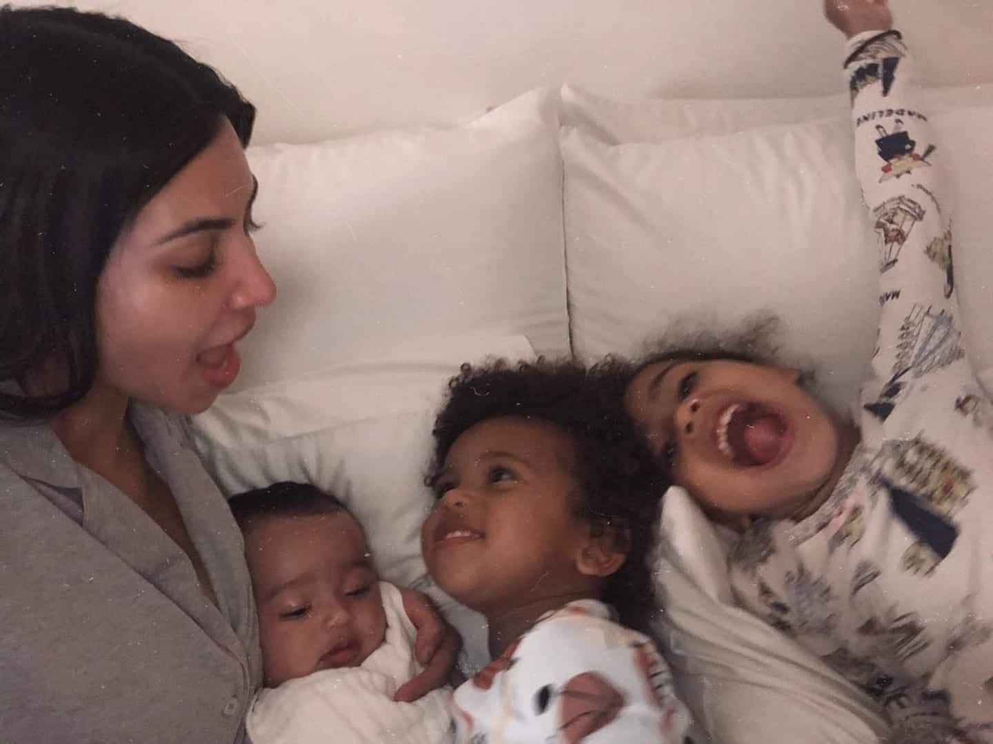 Kim Kardashian with her kids