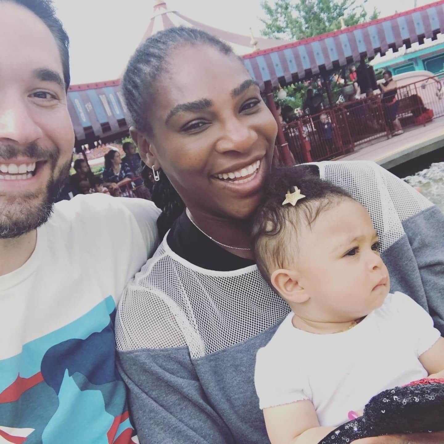 Serena Williams with husband and daughter