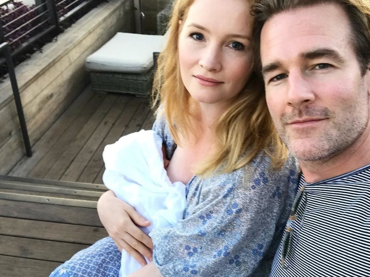 James Van Der Beek with wife and baby