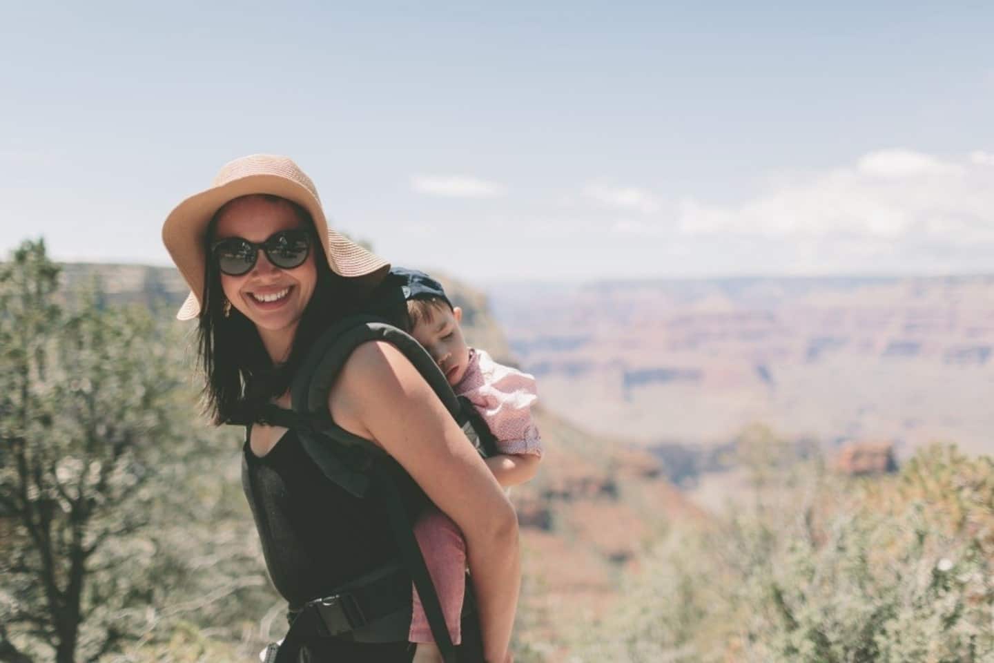 mom carrying baby on her back