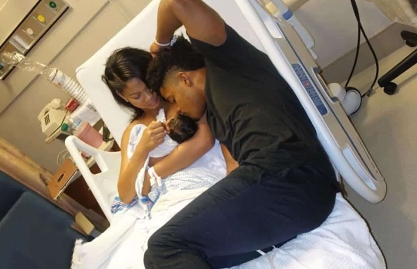 Chanel Iman with newborn daughter and husband