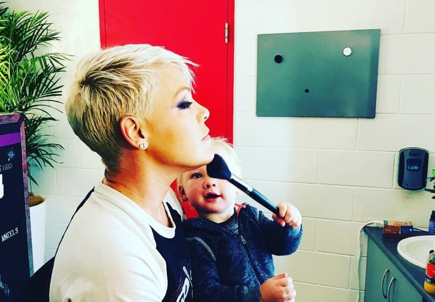 Pink with her son