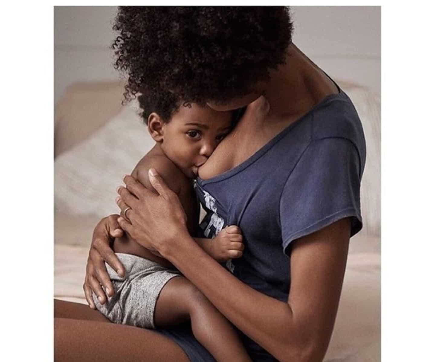 mom breastfeeding child