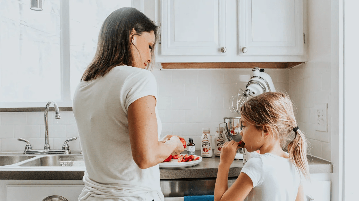 mom and daughter in the kitchen