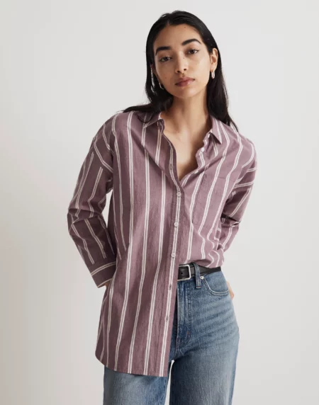 Madewell Signature Poplin Oversized Shirt in Stripe