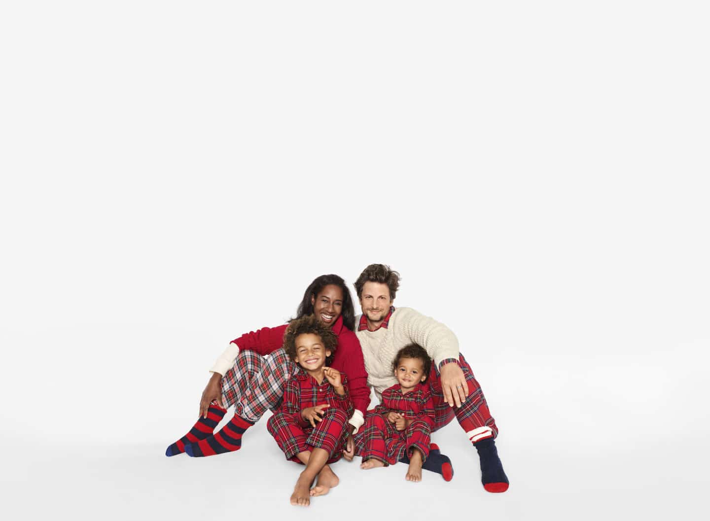 Family wearing matching holiday clothes