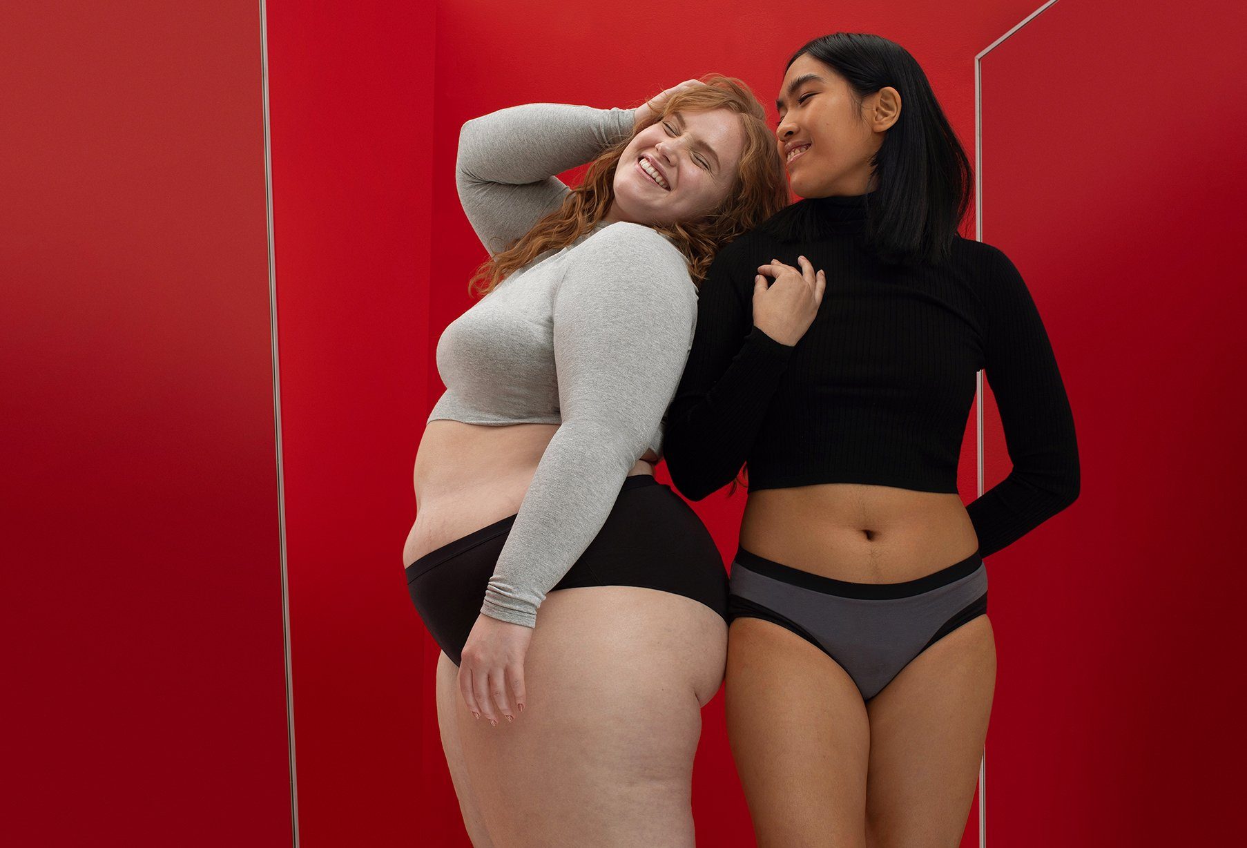 two women posing in thinx period underwear