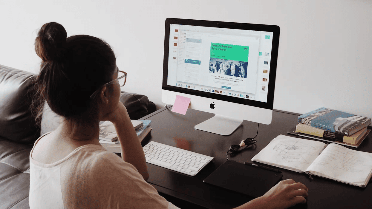 woman working on a computer