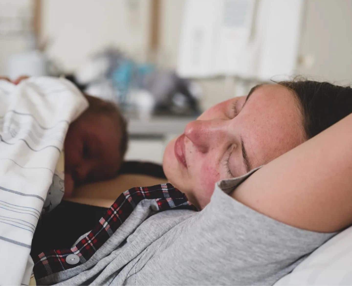 sleeping baby on sleeping mom's chest- equal parenting