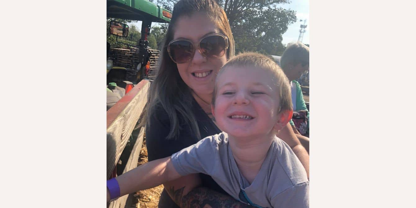 Mother and son selfie at playground - falling in love after postpartum depression