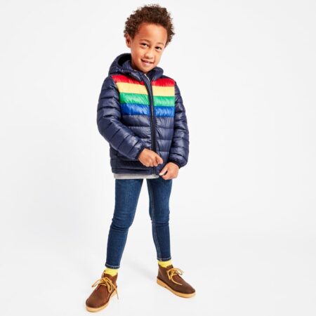 primary rainbow puffer jacket