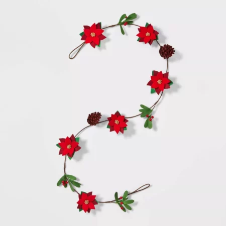 Wondershop Fabric Poinsettia Artifical Christmas Garland