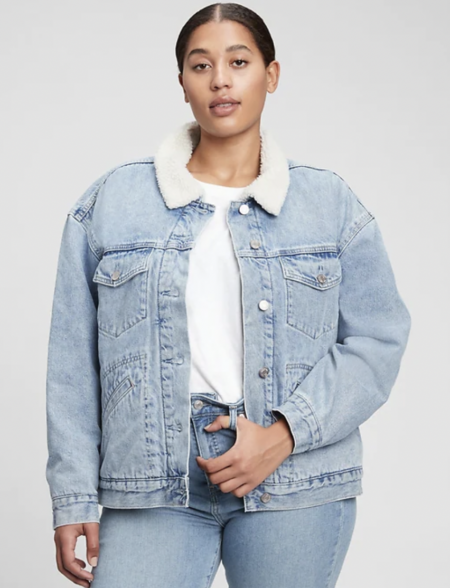 Oversized Denim Sherpa Jacket