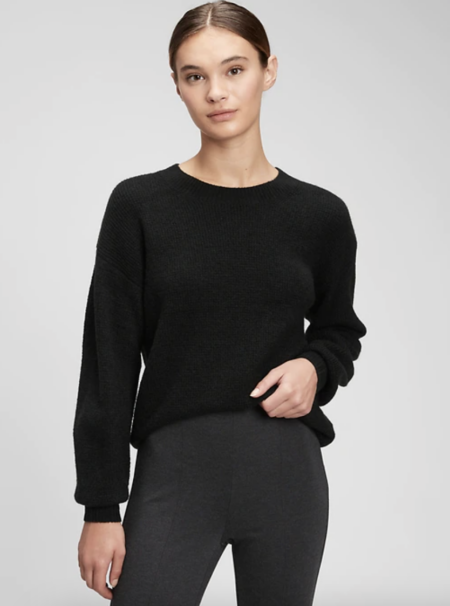 black crewneck sweater