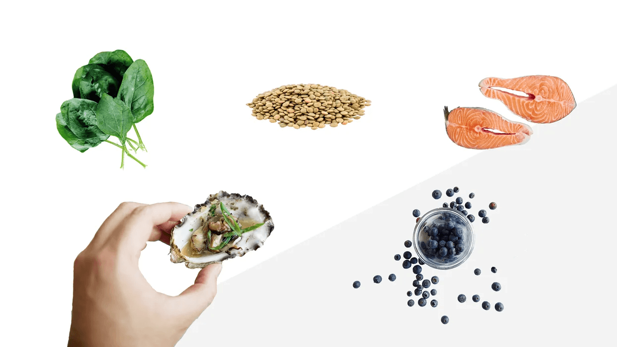 collage of foods that boost fertility