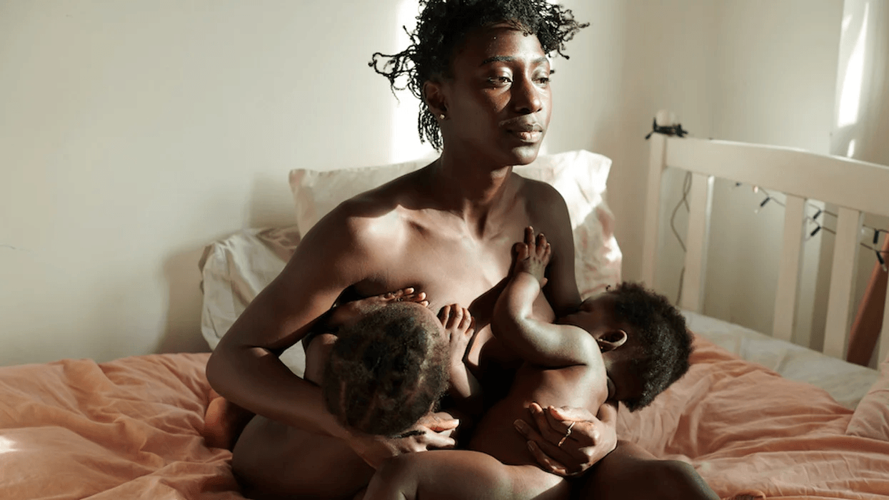 Naked Breastfeeding Yoga Mom