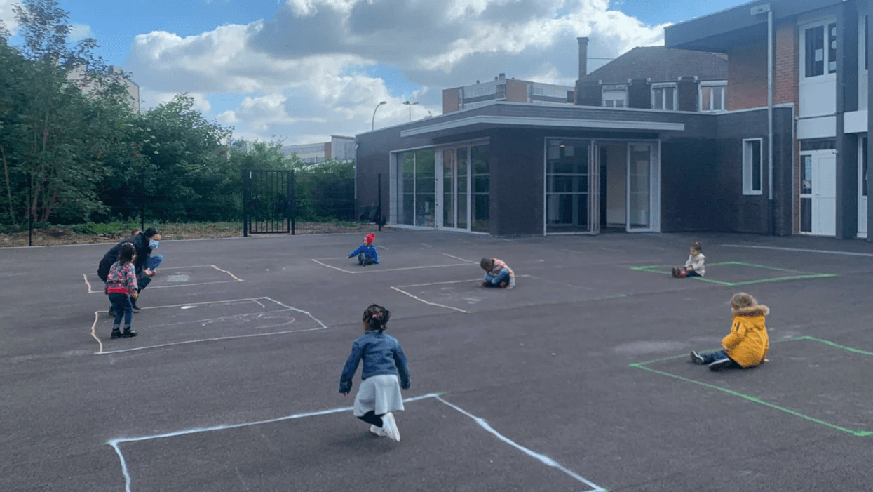 kids playing on a playground