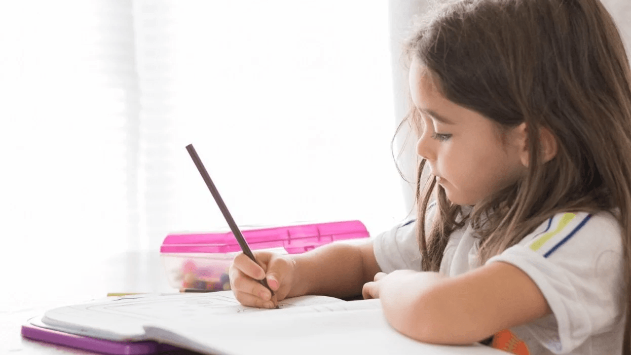 little girl coloring