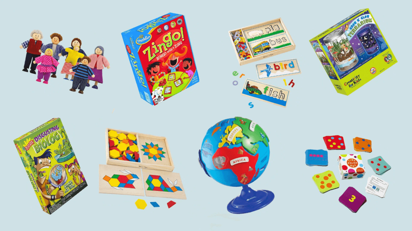 collage of Montessori toys