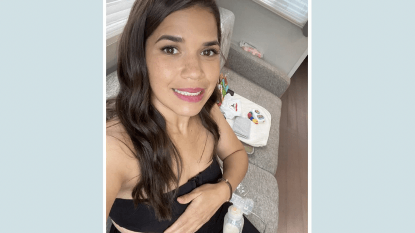 America Ferrera selfie while pumping