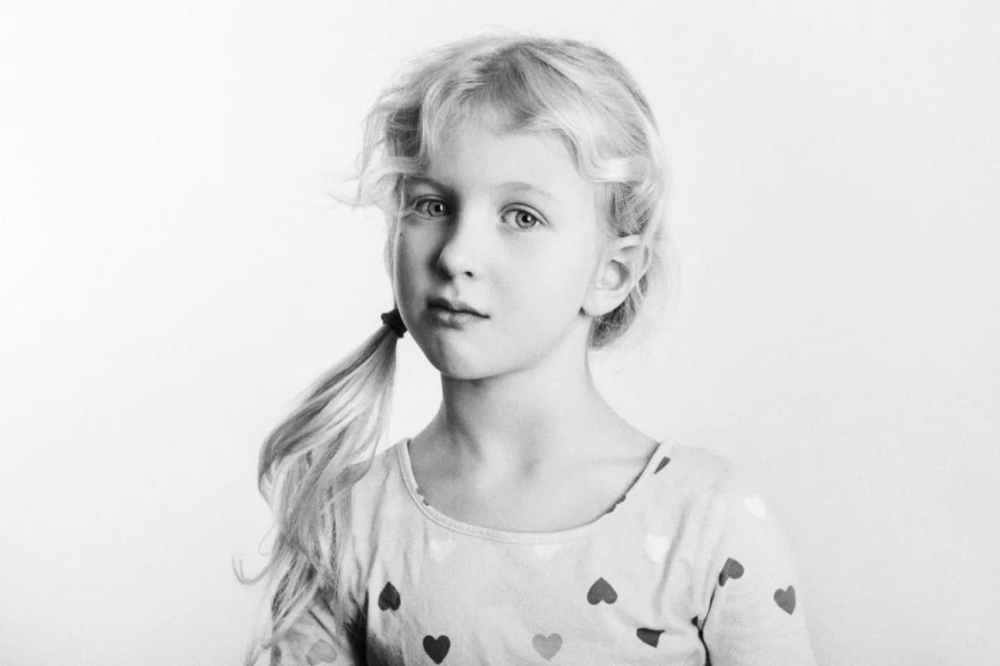 black and white photo of little girl