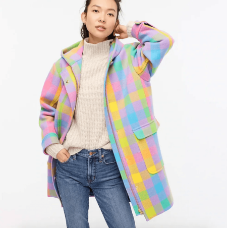 duffle coat in plaid italian stadium cloth wool Motherly