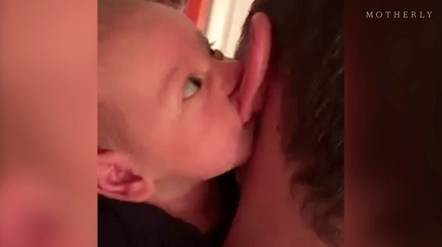 Hilarious video of baby latching onto dads ear Thumbnail