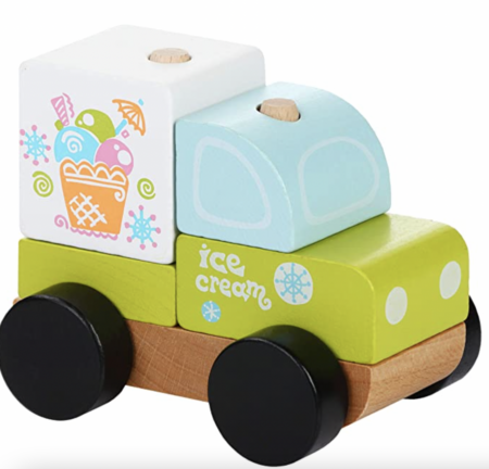 wooden ice cream truck, a classic developmental toy for 2-year-olds