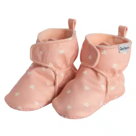 Gerber Childrenswear Pink Hearts Soft Booties