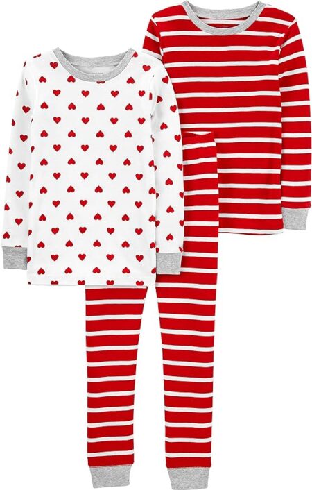 Simple Joys by Carter's Unisex Kids' 3-Piece Snug-Fit Cotton Valentines Pajama Set