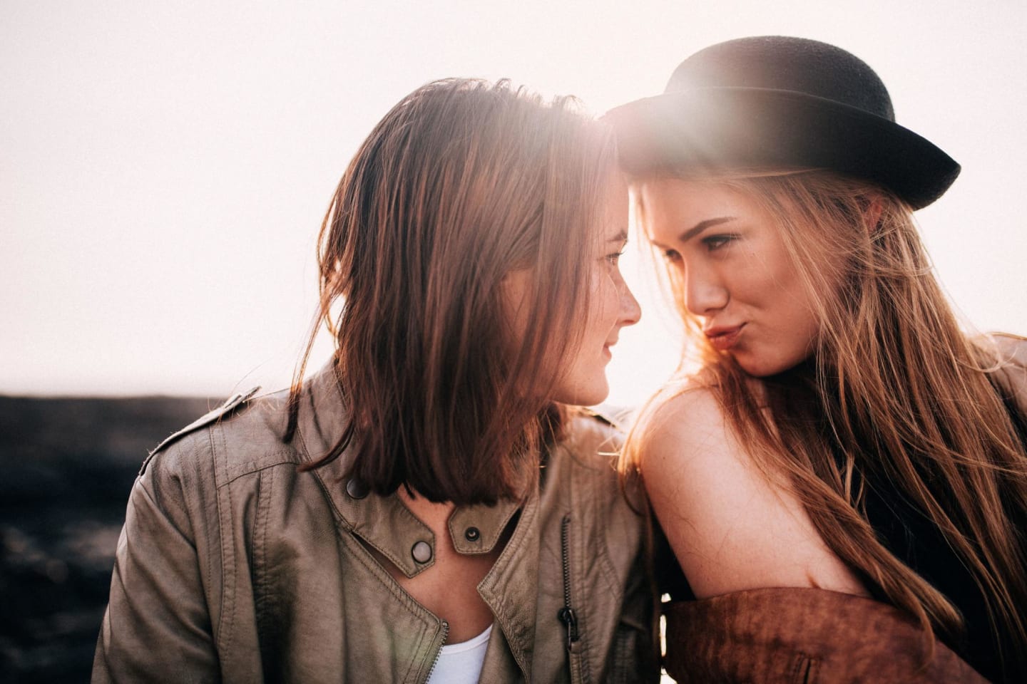 two women looking at each other