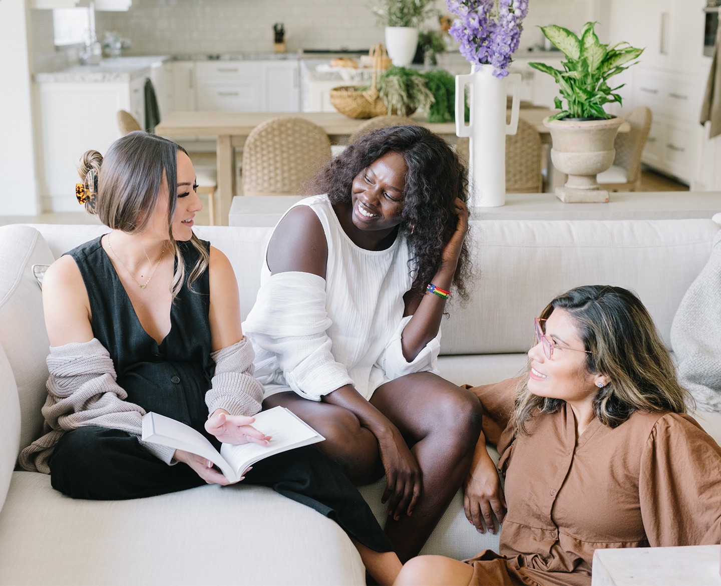 women sitting on a couch together