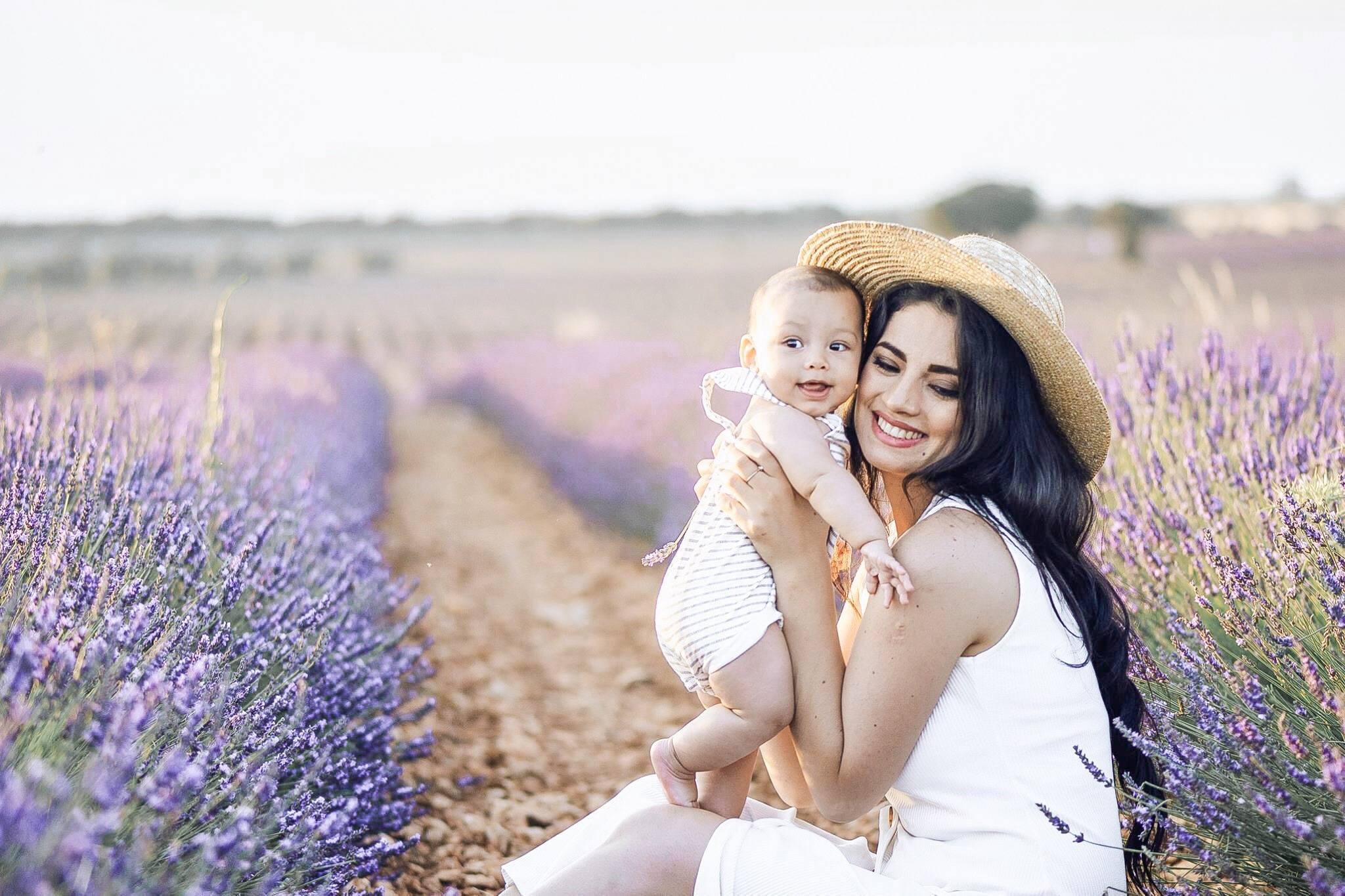 baby in lavender field