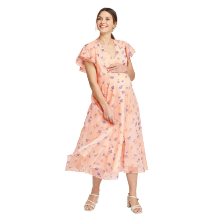 the nines by hatch floral print chiffon maternity dress Motherly