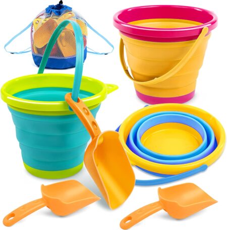 Joyin Foldable Pail, Scoop and Mesh Bag Set