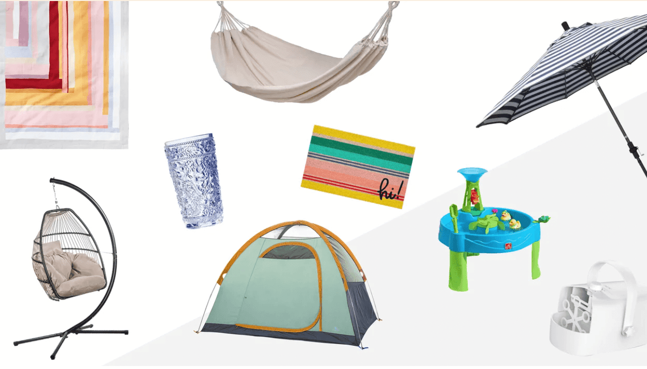 collage of outdoor toys
