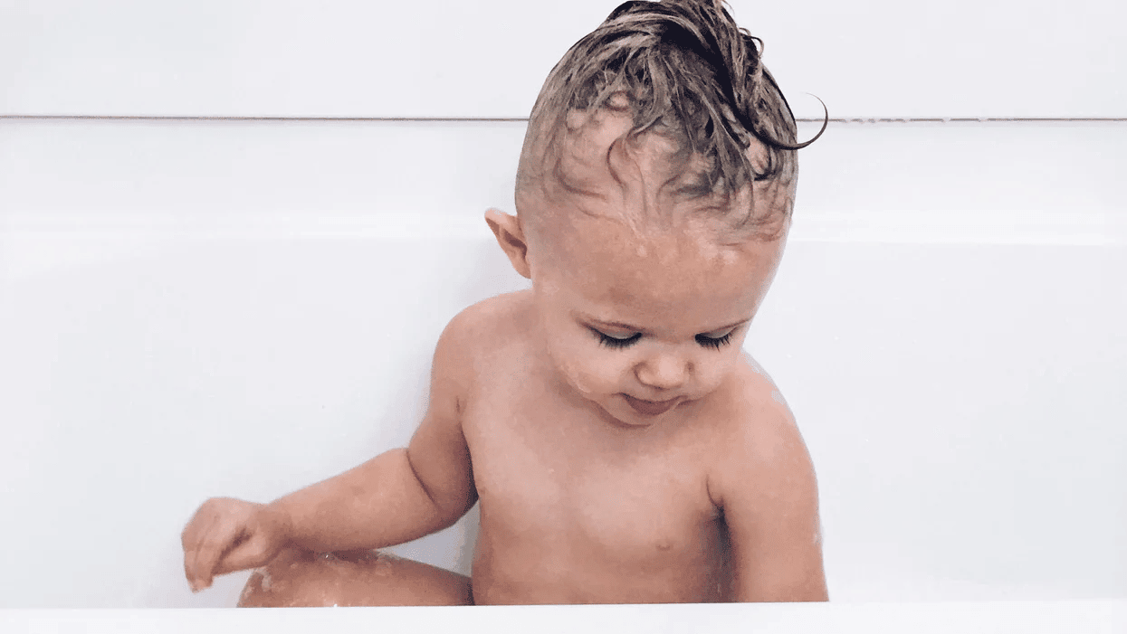 baby boy in a bath