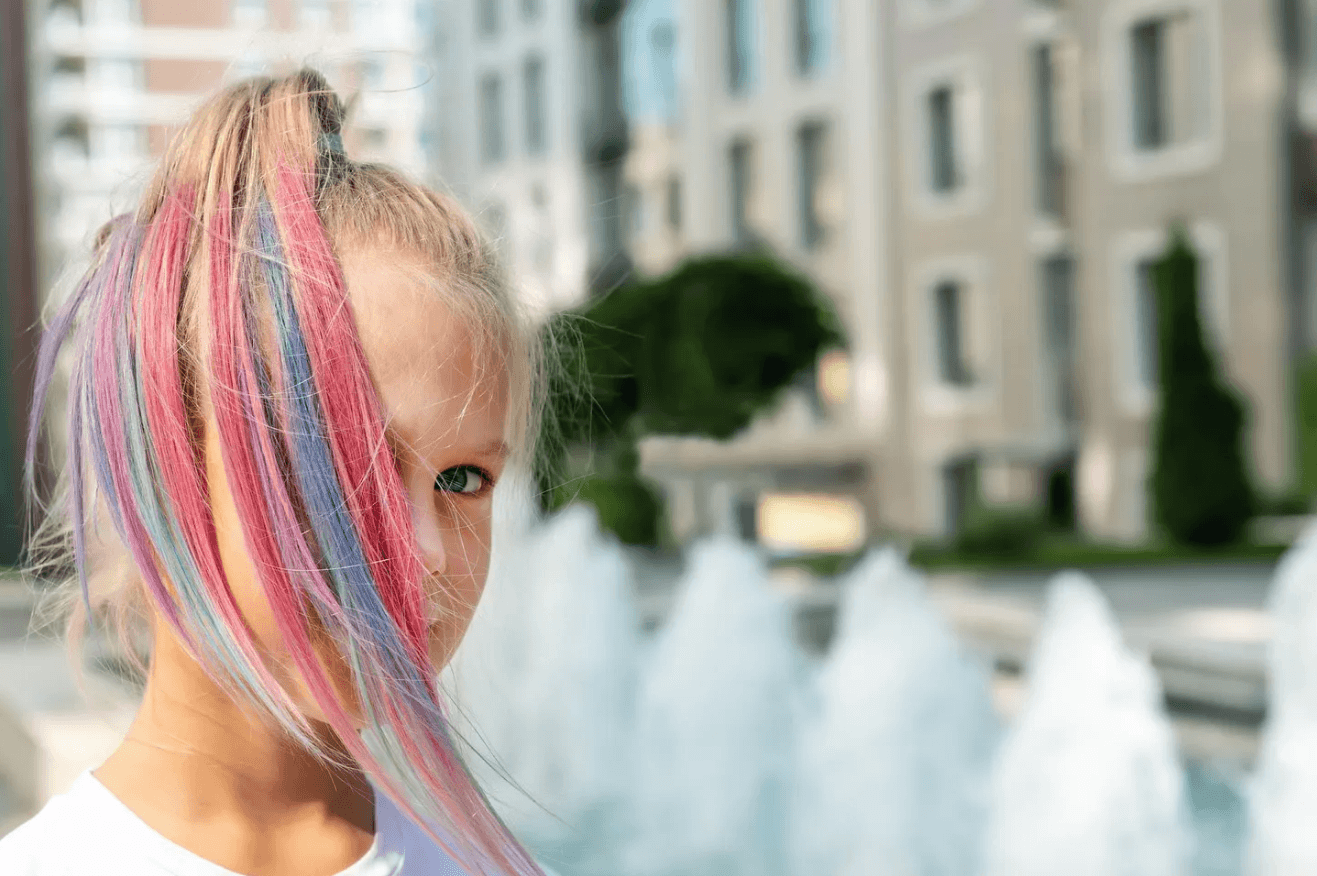 Girl with hair color for kids in ponytail - hair color for kids