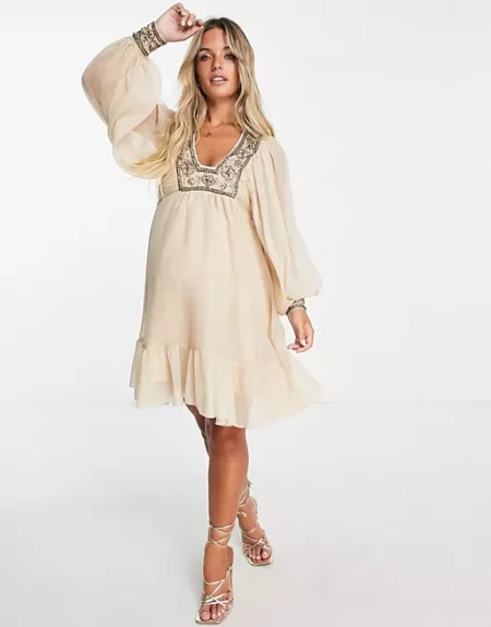 ASOS DESIGN Maternity blouson sleeve mini dress