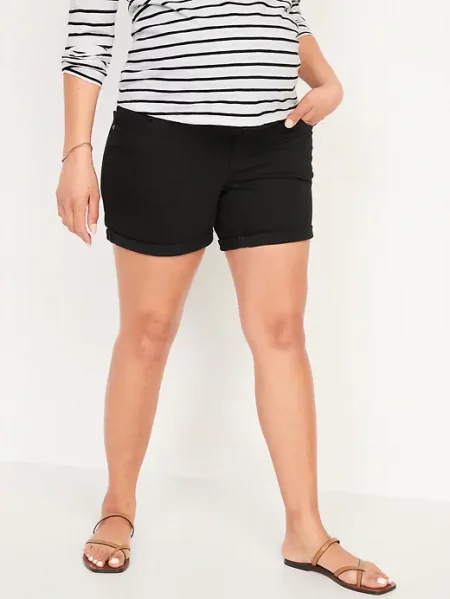 Old Navy Maternity Full Panel O.G. Straight Black Jean Shorts