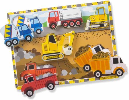 Melissa & Doug Construction Vehicles Wooden Chunky Puzzle