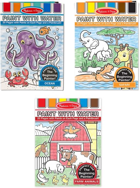 Melissa & Doug Paint With Water Activity Books Set- Farm, Ocean, Safari