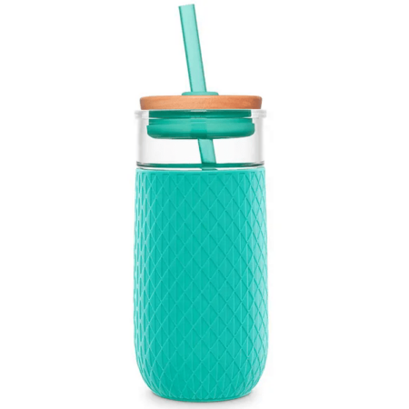 ello devon glass tumbler with silicone sleeve