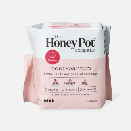 The Honey Pot 100% Organic Top Sheet Postpartum Herbal Pads with Wings