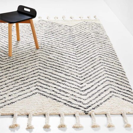 crate and barrel zig zag washable cotton rug